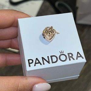 (SOLD) Pandora Love you Heart Padlock Charm in Rose Gold